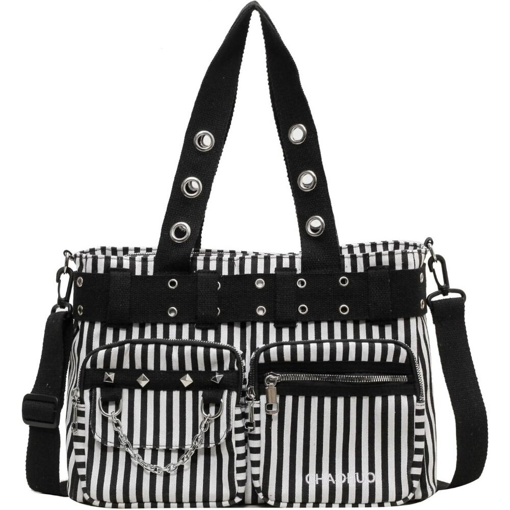 Women's Steampunk Gothic Messenger Bag Fashion Punk Shoulder Crossbody White